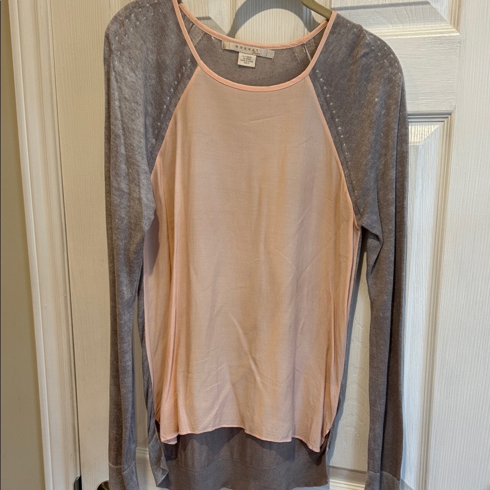 Nougat London Pink and Gray Long Sleeve Top